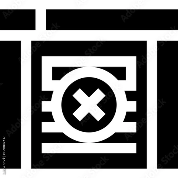 Fototapeta Minimalist line icon of fake news, featuring a newspaper with a cross mark — symbolizing misinformation, disinformation, digital hoaxes, and media literacy. Ideal for journalism platforms, educational