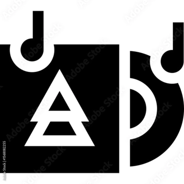 Fototapeta Minimalist line icon of Christmas music, featuring a music note with festive elements — symbolizing holiday songs, seasonal entertainment, and joyful celebration. Ideal for greeting cards, event poste