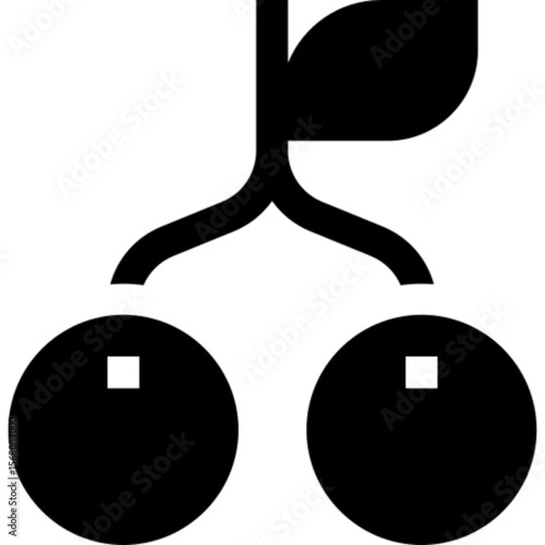 Fototapeta A clean and modern vector icon of black currant berries in minimal line art style. Perfect for food apps, nutrition labels, botanical illustrations, organic product packaging, and UI UX design. Fully 