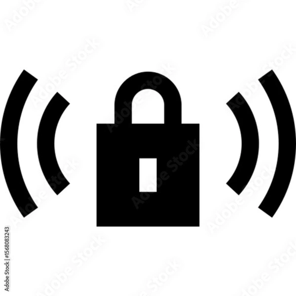 Fototapeta A modern and minimal vector icon representing anti-theft protection, featuring a shield and lock symbol in clean line art. Ideal for security apps, cyber protection interfaces, smart home systems, sur