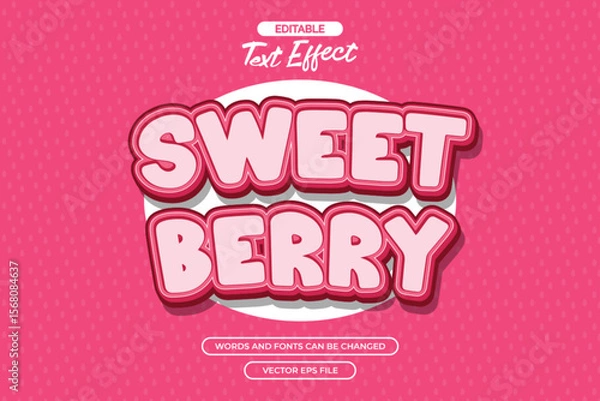 Obraz Sweet berry editable text effect with cartoon text style