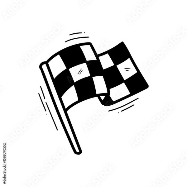 Fototapeta Hand Drawn Racing Flag Illustration. Doodle Vector. Isolated on White Background - EPS 10 Vector