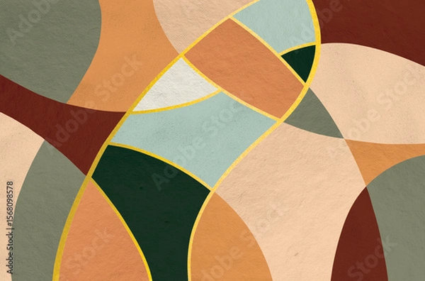 Fototapeta Abstract geometric art illustration, Abstract geometric art with freeform shapes painted in multicolor painting and soft texture.