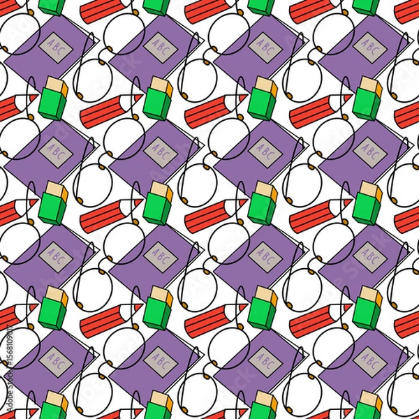 Fototapeta A set of contour elements on the topic of work from home, the concept of freelancing, quarantine. illustration in doodle style for banners and websites.