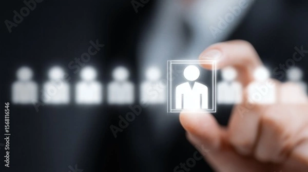 Fototapeta Un recruteur des ressources humaines choisi le profil idéal pour un poste dans le cadre d'une campagne de recrutement
