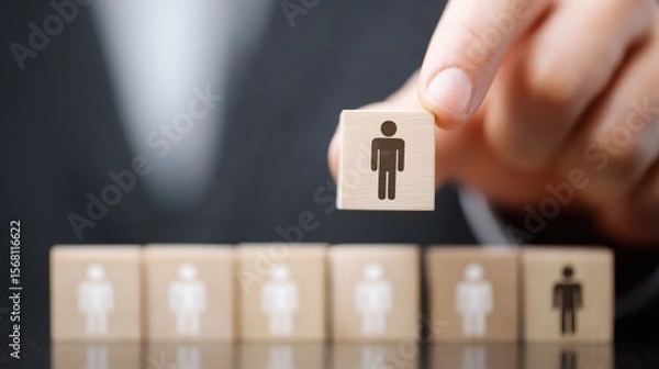 Fototapeta Un recruteur des ressources humaines choisi le profil idéal pour un poste dans le cadre d'une campagne de recrutement