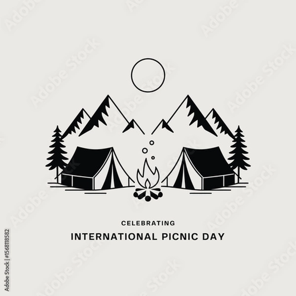 Obraz Camping scene with tents and campfire