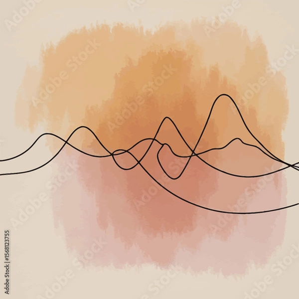 Obraz Abstract lines flow over a watercolor wash