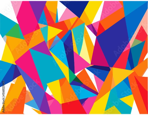 Fototapeta Vibrant Abstract Background with Overlapping Triangles in Pink Orange Blue and Yellow Colors