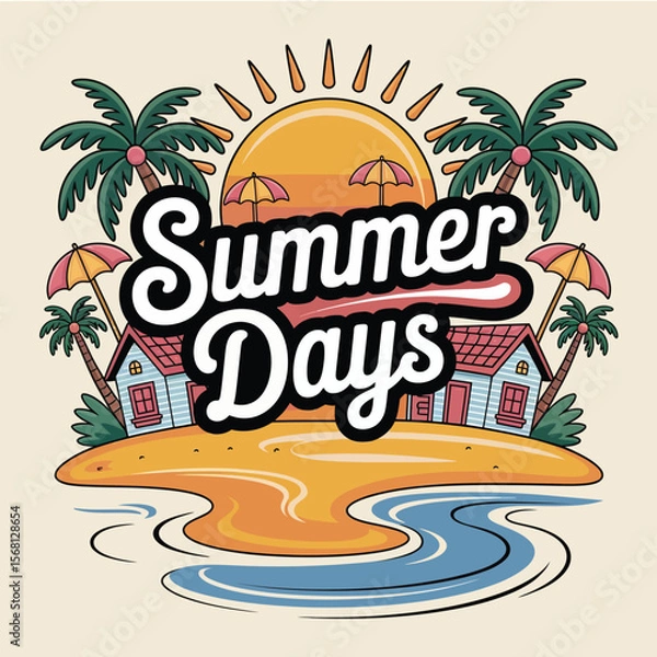 Obraz Summer days on a tropical island with palm trees