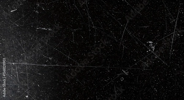 Fototapeta Distressed black surface with fine scratches and dust particles texture