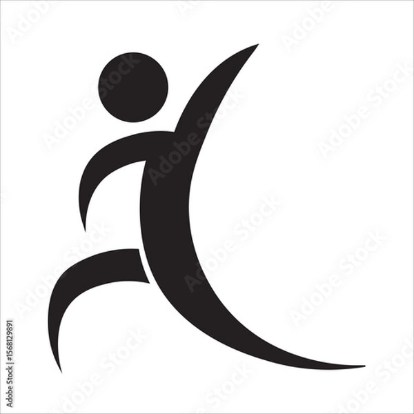 Obraz man running on a treadmill, exercise icon in flat style