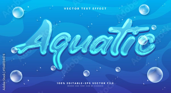 Obraz Aquatic Chrome Style 3d editable text effect Template Suitable for Under water background