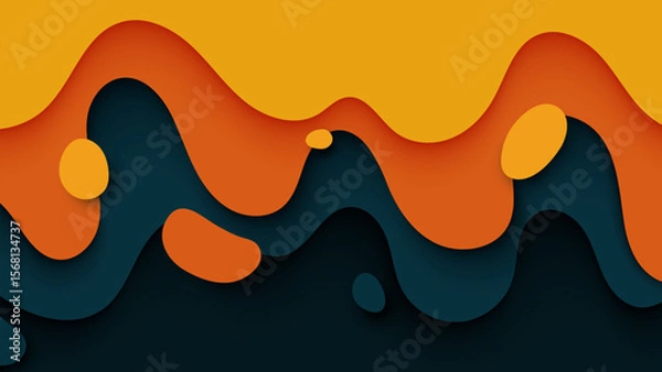 Obraz Abstract Orange Vector Illustration with Decorative Pattern and Wave Design