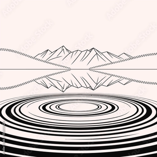 Obraz Mountain reflection creates ripples in water