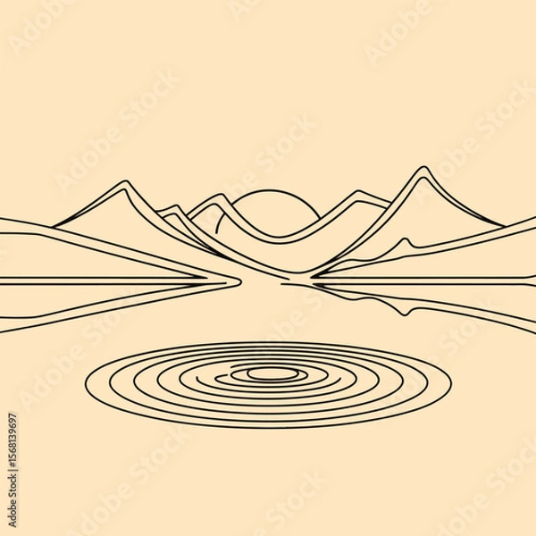 Obraz Mountain lake reflection with ripples