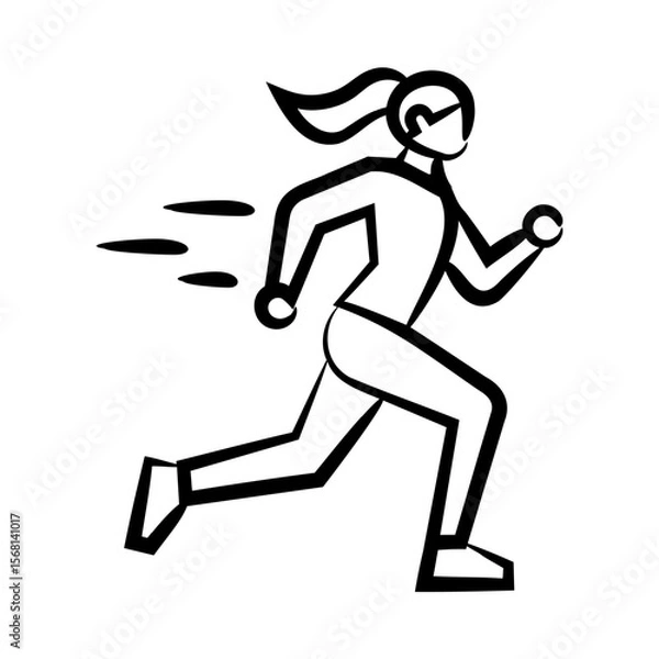 Obraz Woman running with simple motion lines
