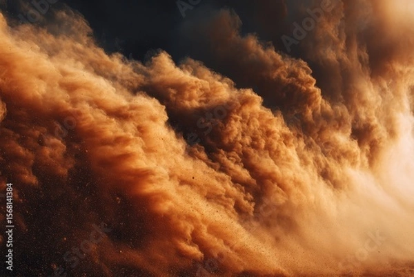 Fototapeta Sandstorm swirling dust particles forming dynamic clouds for dramatic backgrounds and environmental themes in nature photography
