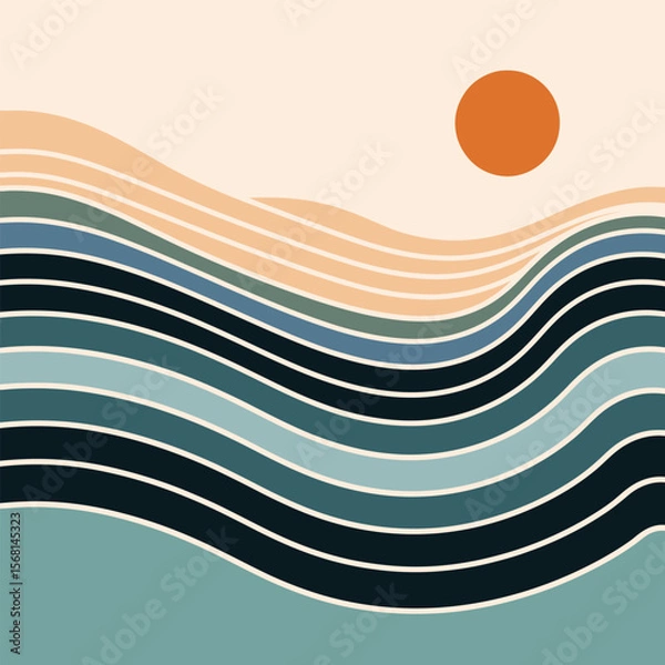 Obraz Abstract waves under a warm sun