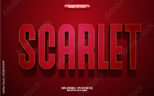 Fototapeta Scarlet 3D editable text effect