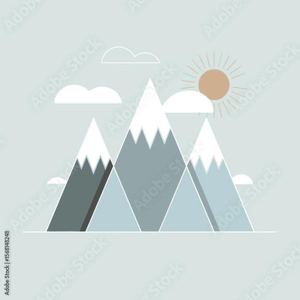 Obraz Minimalist mountains with snow caps under a sunny sky