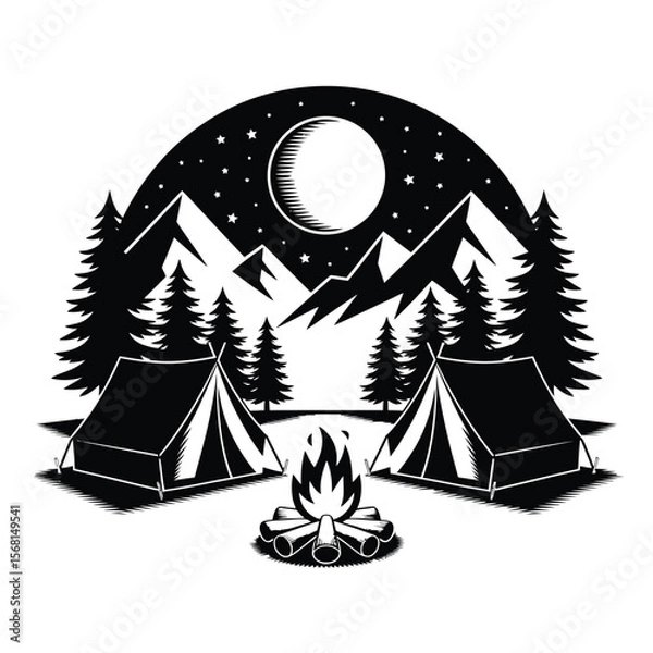 Obraz Camping under a starry night sky