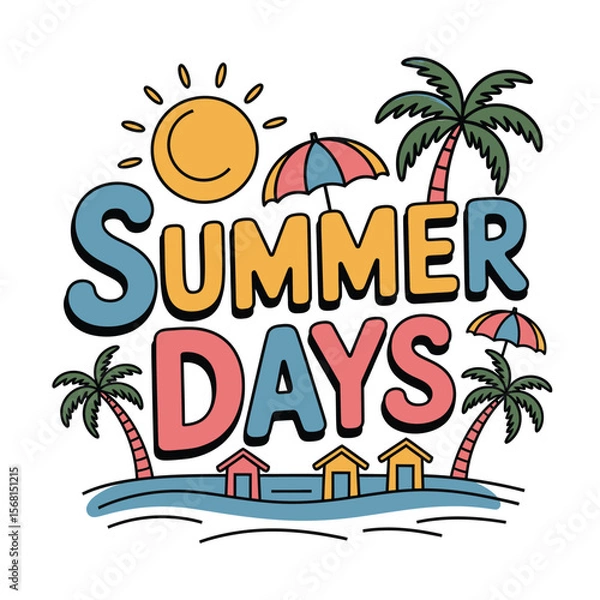 Obraz Summer days with palm trees and beach houses