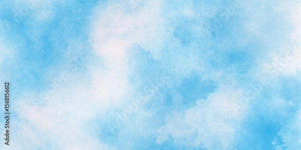 Fototapeta Hand painted light blue background with watercolor, abstract watercolor scraped grungy background, Modern and paper texture design with sky blue cloud paint brush.