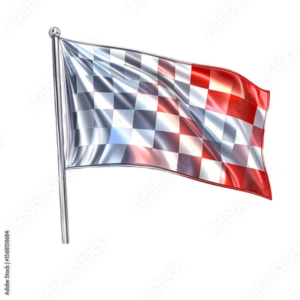 Obraz Waving checkered flag against black background