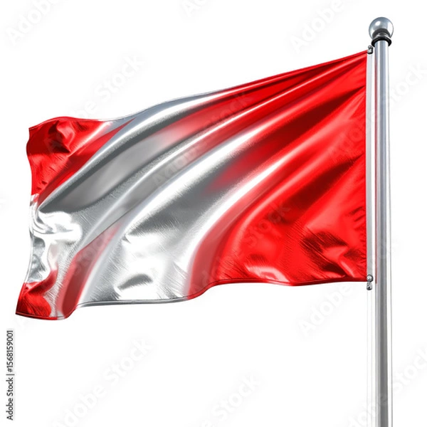 Obraz Waving flag red white and silver gradient pattern