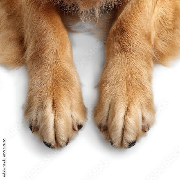 Fototapeta Close-Up of Golden Retriever: Cute Furry Paws Highlighting Adorable Dog's Playful Nature and Loyal Companionship
