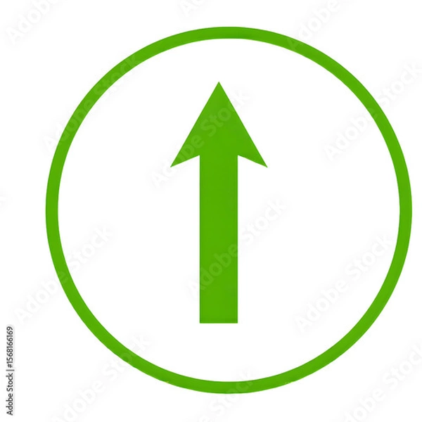 Fototapeta Uptown Direction: A simple but elegant upward arrow, encased within a green circle, a beacon of guidance and progress. Ideal for projects, presentations, or visual communication.