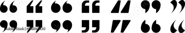 Fototapeta Quote mark icon set, Quotation set, customizable stroke, vector, illustration