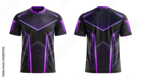 Obraz Cyberpunk Esports Jersey Mockup Front and Back Views, High-Resolution Design Template for Sublimation Printing