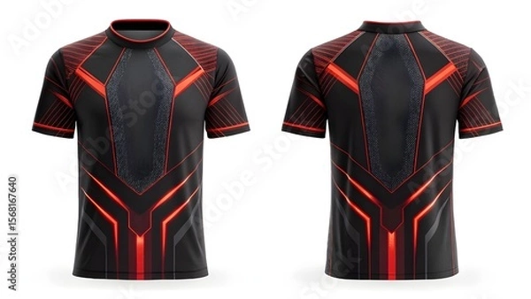 Obraz Cyberpunk E-Sports Jersey Mockup Realistic Design Template for Gaming Apparel