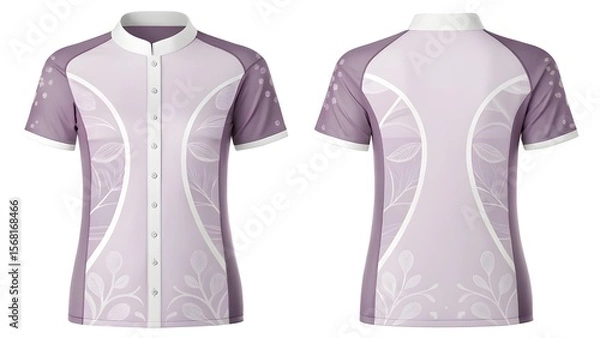 Obraz Elegant Women's Short Sleeve Shirt Mockup Front and Back Views, Design Template for Apparel