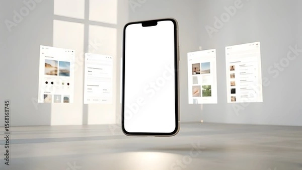 Obraz Elegant Smartphone App Mockup  Showcase Your Designs with this Clean and Modern Presentation