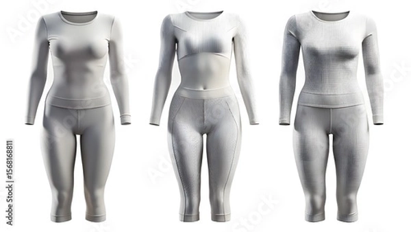 Obraz Versatile Women's Activewear Mockup Three Styles of Seamless Leggings and Tops