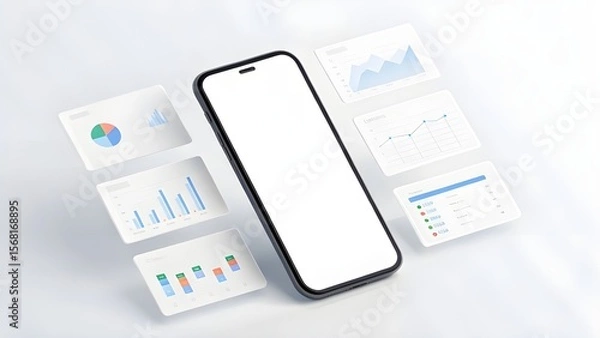 Obraz Sleek Smartphone Mockup Modern Data Visualization & App Showcase