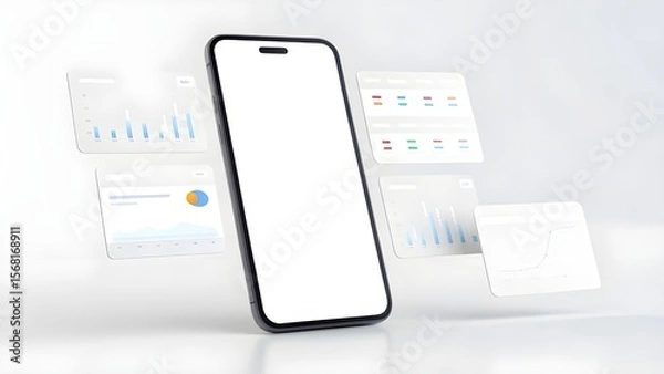 Obraz Mobile App Mockup  Clean Smartphone Design with Data Visualization Mockups for UI/UX Presentation