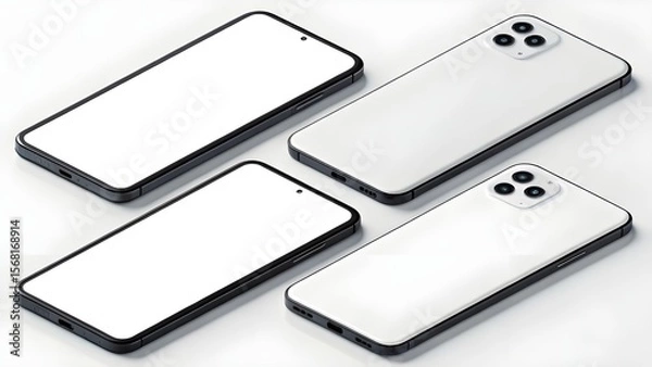 Obraz Realistic Smartphone Mockup Four Clean Phone Designs for App Presentation and UI/UX Showcase