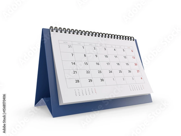 Fototapeta Desktop Calendar  isolated on transparent background, 3d illustration