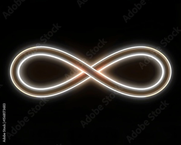 Fototapeta Glowing Neon Infinity Symbol on Black Background