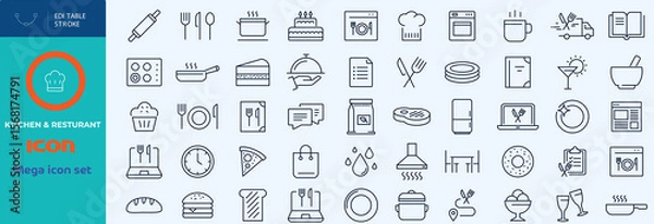 Obraz Hand drawn kitchen icon set