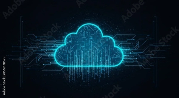 Fototapeta Cloud computing technology with circuit board design