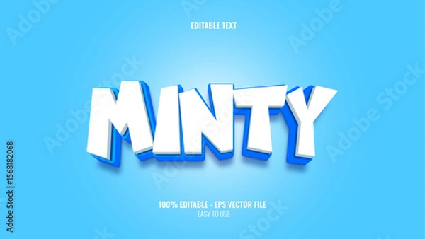 Fototapeta 3D text effect style minty, editable text effect