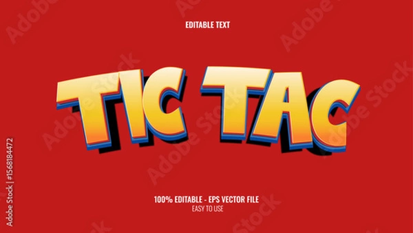 Fototapeta 3D text effect style tictac, editable text effect