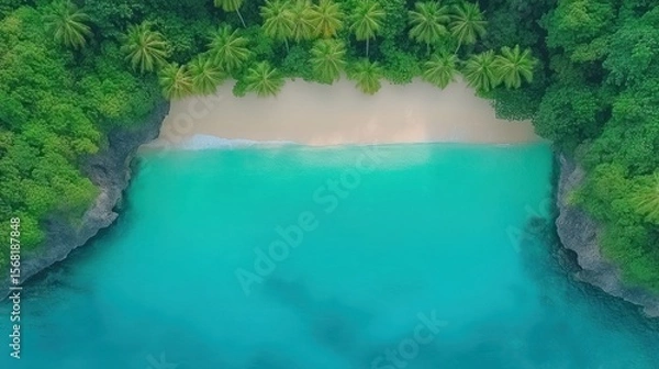 Obraz Secluded Tropical Cove: Aerial View of a Pristine Beach