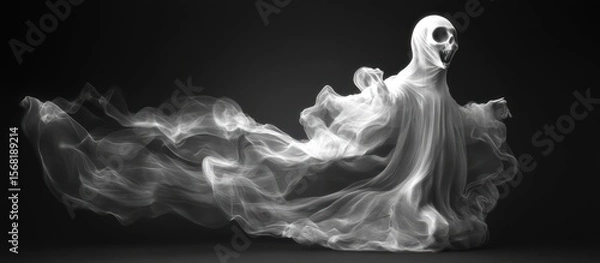 Fototapeta Ethereal Apparition: Spectral Form Emerging from the Shadows in Monochrome