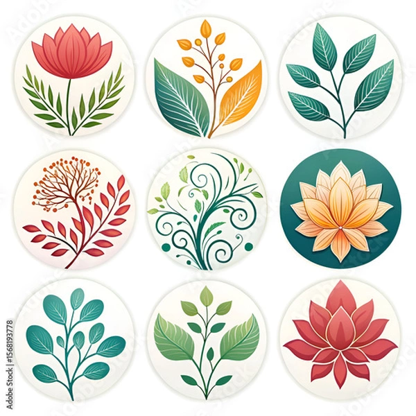 Obraz set of vector floral elements